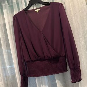 Lily White Red Wrap Blouse with 3/4 Sleeves